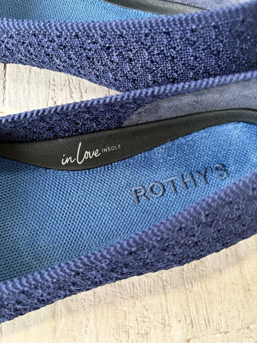 Rothy’s the Max Square in Deep Navy Crochet size 8.5 Knit Flats In Love Insoles - Picture 6 of 14